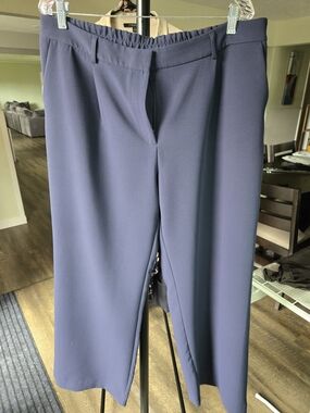 DKNY Navy Elastic-Waist Wide Leg Pants
